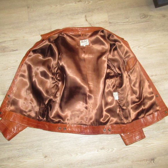 Made in England Duffer of St. George Men's Croc Print Leather Jacket Size L - Picture 11 of 12